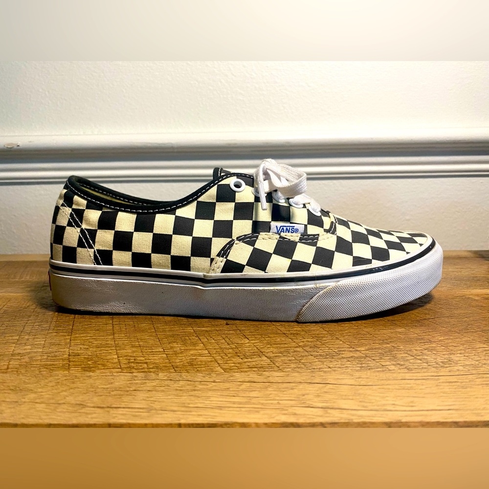 Vans Authentic Skate Shoes (OFF WHITE Checker) Size 8